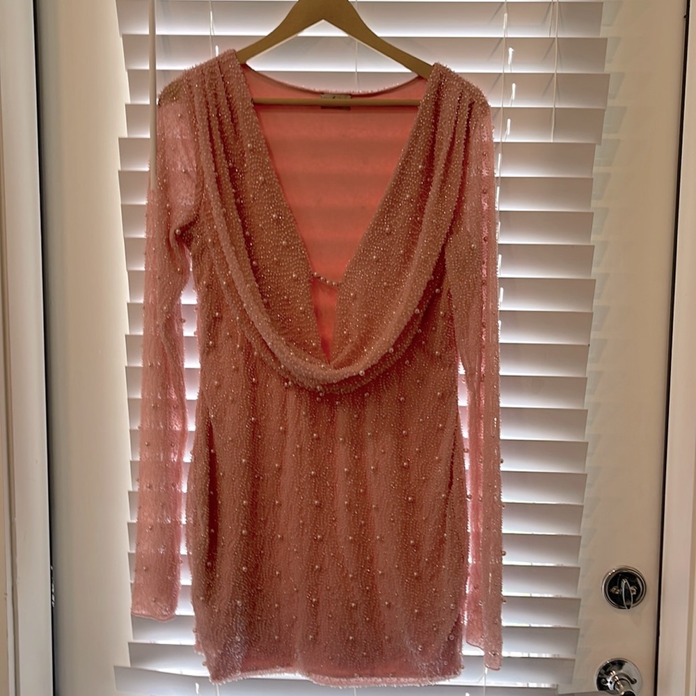 Oh Polly Beaded Pink Dress Size 10 us